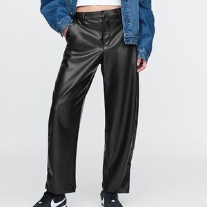 Gap barrel leg mid rise leather pants - 0 petite
